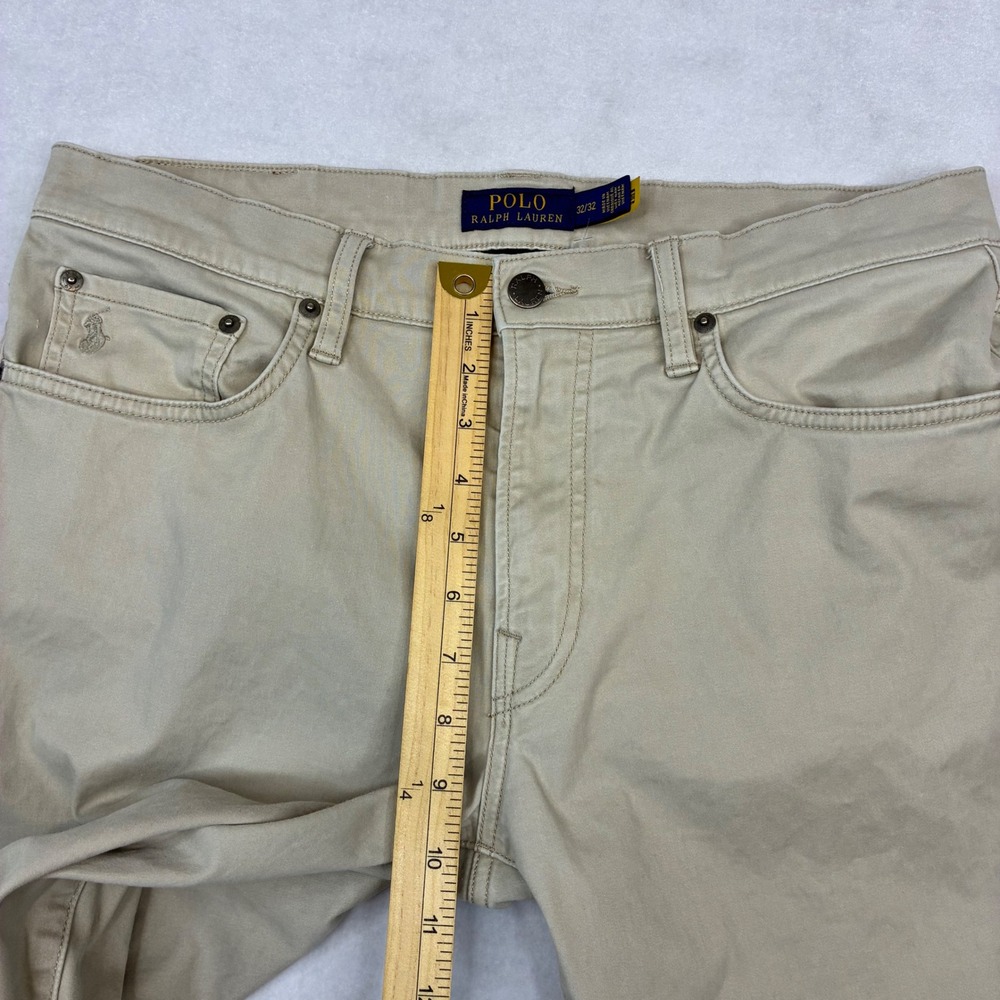 Polo Ralph Lauren Varick Slim Straight Men 32x31 Tan Khaki Chino Pants Trousers - Picture 9 of 11